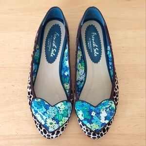 Liberty Floral Leopard Blue Leather Flats